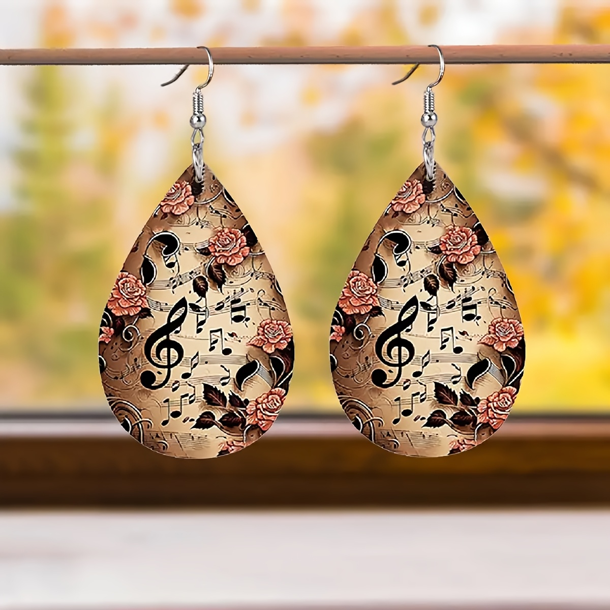 Women's Abstract Pattern Wooden Long Earrings, Gift